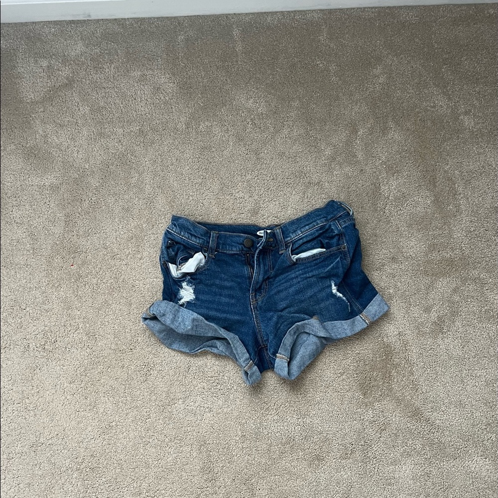 dark blue jean shorts